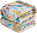 MSGKV Boho Throw Blanket for Bed Cotton 60"x80" Floral Blanket Twin Size Couch All Seasons Muslin Breathable Lightweight Farmhouse Blankets