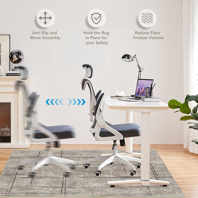 Office Chair Mat for Hardwood Floor&Tile Floor,48"X 60" Heavy Duty Desk Chair Mat for Hard Floors,Under Desk Rug for Rolling Computer Chair,Anti Slip,Low Pile Carpet Floor-Khaki