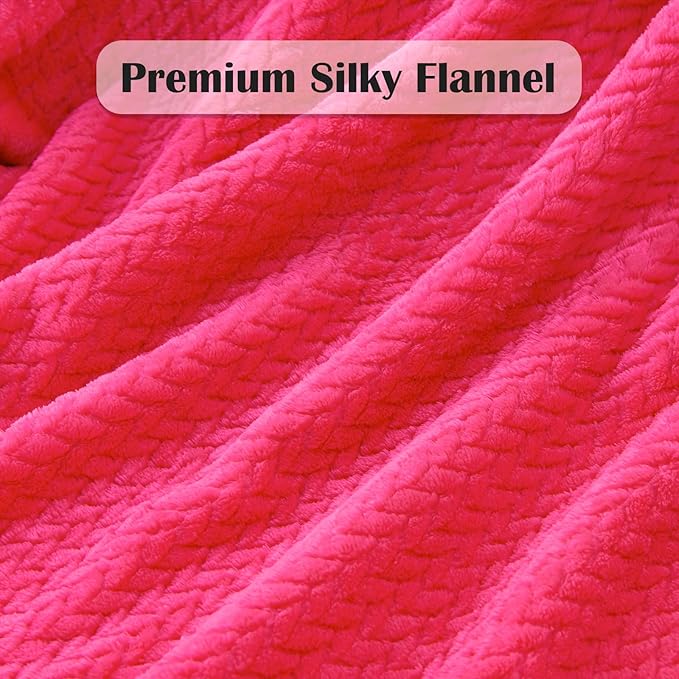 NEWCOSPLAY Super Soft King Blanket Dark Rose Red Premium Silky Flannel Fleece Leaves Pattern Lightweight Bed Blanket All Season Use (Dark Rose Red, King(90"x110"))