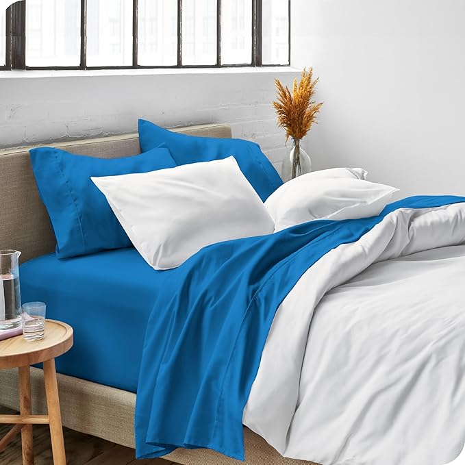 Bare Home Twin Sheet Set - 1800 Ultra-Soft Microfiber Twin Bed Sheets - Double Brushed - Deep Pockets - Easy Fit - Extra Soft - 3 Piece Set - Bedding Sheets & Pillowcases (Twin, Medium Blue)
