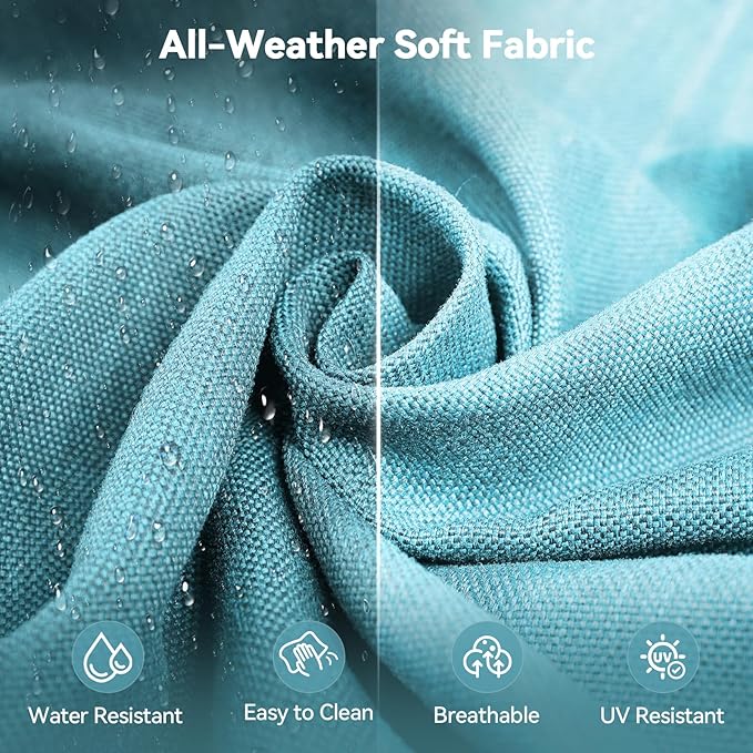 Luxury 6" Outdoor Cushions for Patio Furniture, 24x24x6" Thick Seat Cushion Set of 5, Fade Resistant Couch Chair Replacement Cushions High Density Deep Wicker Chair Cushion w/ Removable Cover, Teal