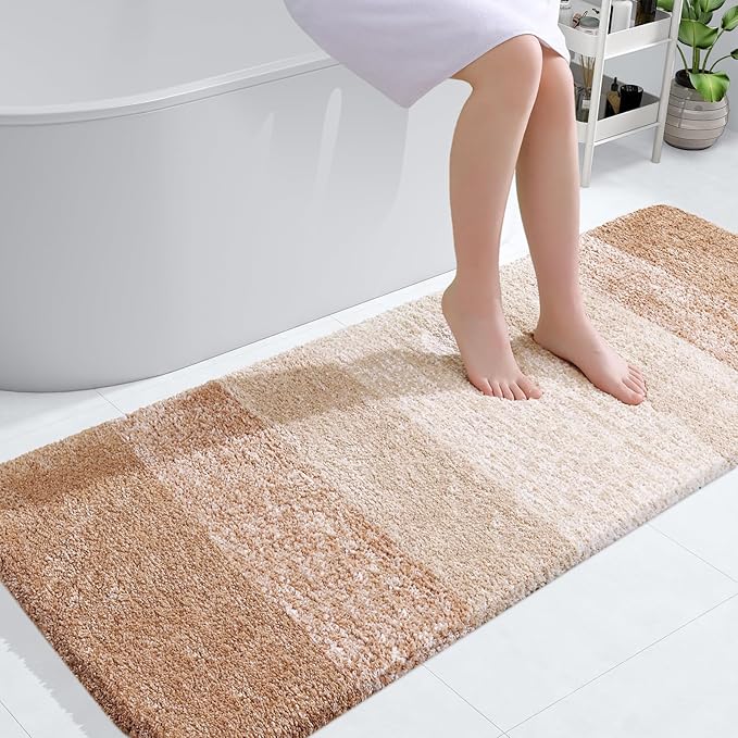OLANLY Bathroom Runner Rugs 54x24, Extra Soft Absorbent Microfiber Bath Rugs, Rubber Backing, Quick Dry, Machine Washable Bath Mats for Bathroom Floor, Tub and Shower, Home Decor Accessories, Beige