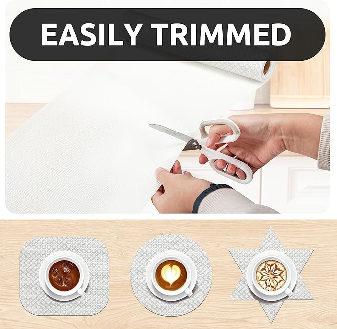 RAY STAR 12X120 Inch Shelf Liner for Kitchen Cabinets, Non-Adhesive Cabinet Liner Washable, PVC Drawer Liner for Dresser Non-Slip Bathroom (White Circle)(5 Roll)