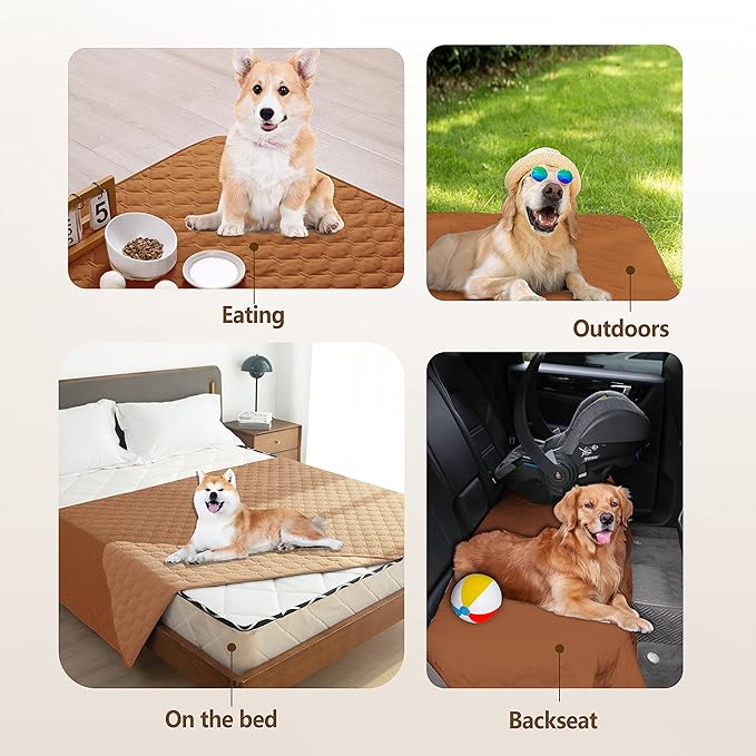 gogobunny 100% Double-Sided Waterproof Dog Bed Cover Pet Blanket Sofa Couch Furniture Protector for Puppy Large Dog Cat, Reversible (52x82 Inch (Pack of 1), Dark Pumpkin/Light Pumpkin)
