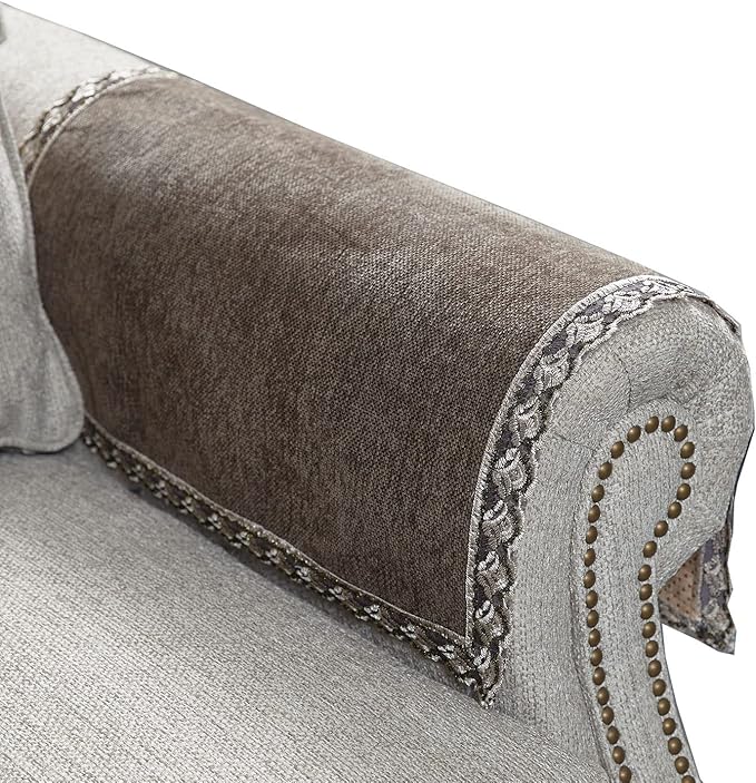 MINJIATEX Couch arm Covers,Non-Slip lace Sofa arm Covers Set of 2 Washable Sofa armrests Covers for Living Room Recliner Chair arm Cover Protectors for Leather Sofa armrest slipcover (HZW-Brown)