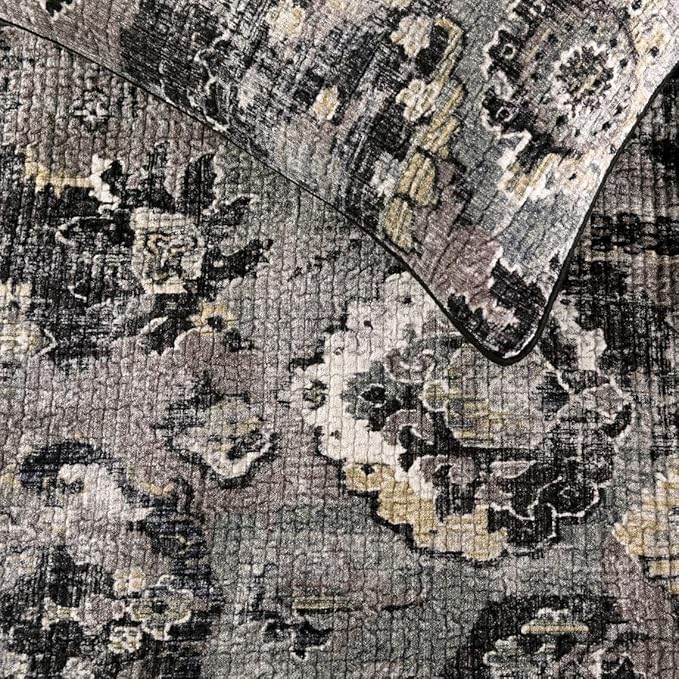 The HomeCentric Designer Black & Grey CA King 86 x 18 inch Bed Runner Without Pillow Cover, Velvet Damask with Tassels Bed Scarf, Abstract Modern - Paved Damask