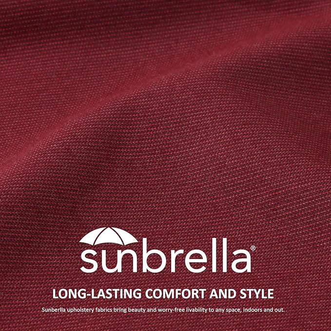 Sunbrella Outdoor Patio Chair Cushions Set, 24" x 24", Set of 2, Water-Repellent, Fade Resistant, Deep Seat Cushion for Backyard, Couch, Sofa and Patio Furniture, Spectrum Ruby