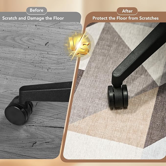 Office Chair Mat for Hardwood Floor&Tile Floor,36"x48" Heavy Duty Desk Chair Mat for Hard Floors,Under Desk Rug for Rolling Computer Chair,Anti Slip,Low Pile Carpet Floor-Light Geometry