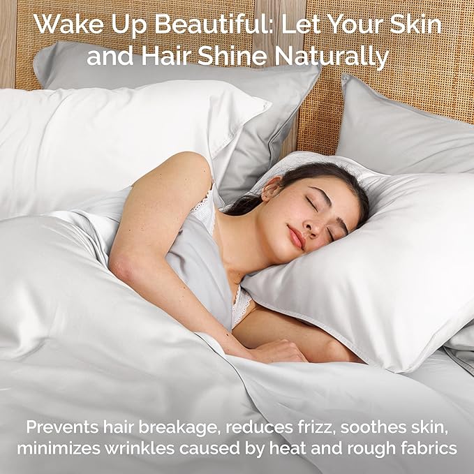 Duvet Cover Set - 100% Viscose Derived from Bamboo Duvet Cover King Size, 3 PC Luxury Cooling Duvet Cover for Hot Sleepers, Silky Buttery Soft Comforter Cover & 2 PC King Pillowcases, White