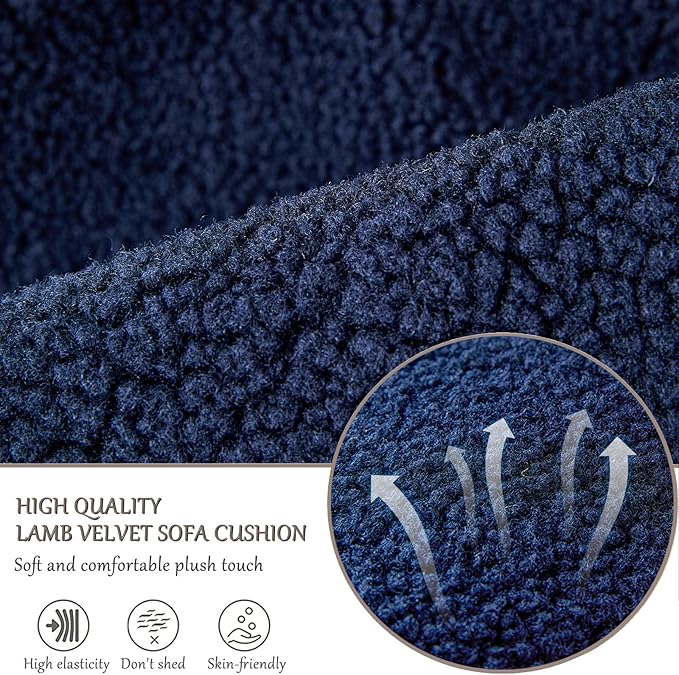 Armrest Cover, Recliner Chair Protector, Furniture Protector Slip, Side Storage Pocket, Stretch Armchair Couch Arm Rest Cover for Recliner, Chair, Sofa (Navy Blue,1 Seater(3pcs))