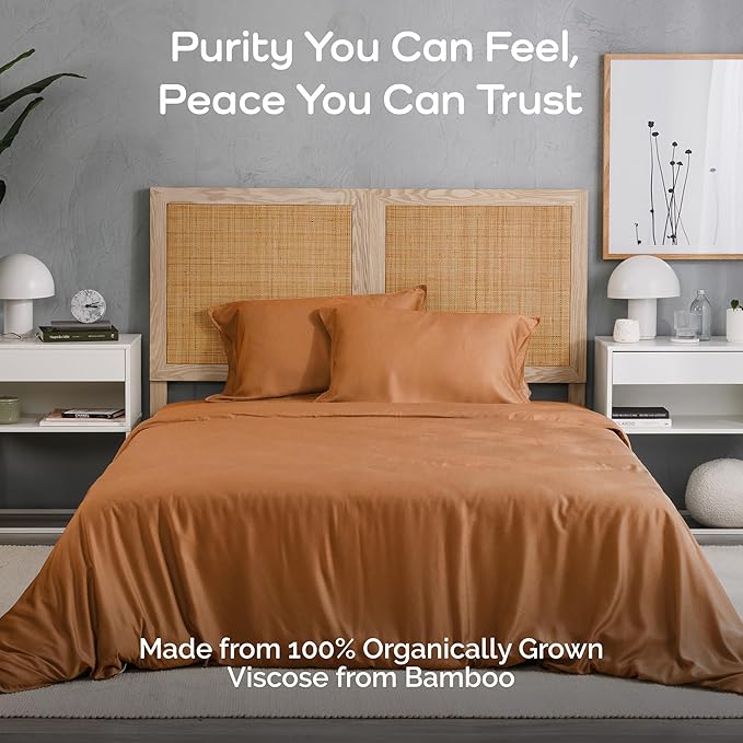 Duvet Cover Set - 100% Viscose Derived from Bamboo Duvet Cover Queen Size, 3 PC Luxury Cooling Duvet Cover for Hot Sleepers, Buttery Soft Comforter Cover & 2 PC Queen Pillowcases, Almond