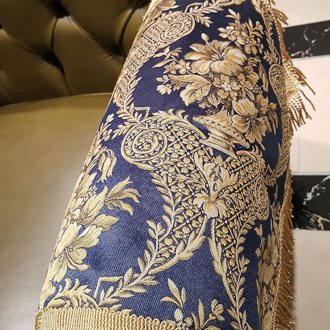 LUFEIJIASHI Luxury Couch Arm Covers, Washable Armrest Protectors for Leather Sofa, Anti Slip Recliner Chair Covers Set of 2 (FRSG-Blue)