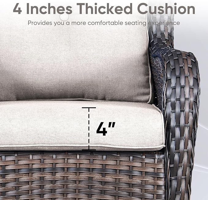 10-Piece Outdoor Patio Cushion Set - Fade & Water Resistant with Removable Olefin Cover, 22x24x4 Inch Memory Foam Cushions for Wicker Sectional Sofa – Beige/Buckle