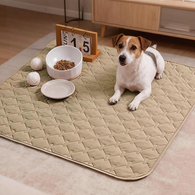 gogobunny 100% Double-Sided Waterproof Dog Bed Cover Pet Blanket Sofa Couch Furniture Protector for Puppy Large Dog Cat, Reversible (30x30 Inch (Pack of 1), Dark Beige/Light Beige)