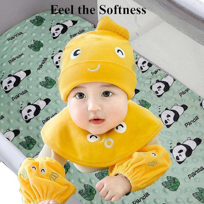 Dot Bassinet Sheet Set 2 Pack Stretch Fitted Cradle Sheets,Ultra Soft,Universal Fit Oval Rectangle Hourglass Pad/Mattress, for Baby Girls and Boys Light Blue, Panda