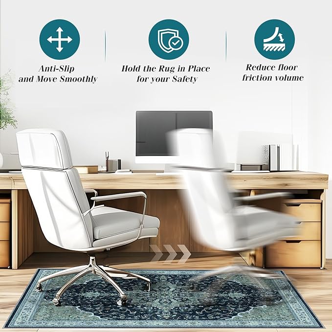 Office Chair Mat for Hardwood Floor&Tile Floor,36"X 48" Heavy Duty Desk Chair Mat for Hard Floors,Under Desk Rug for Rolling Computer Chair,Anti Slip,Low Pile Carpet Floor-Black Gray