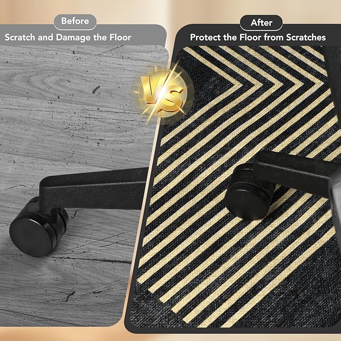 Office Chair Mat for Hardwood Floor&Tile Floor,36"X 48" Heavy Duty Desk Chair Mat for Hard Floors,Under Desk Rug for Rolling Computer Chair,Anti Slip,Low Pile Carpet Floor-Geo Black