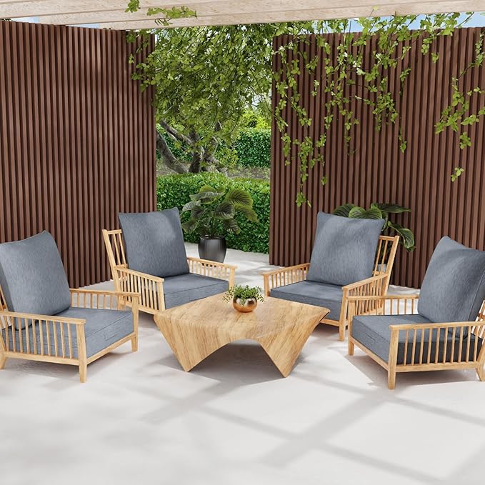 Outdoor Water-Resistant Olefin Deep Seat Cushion Set, 2PCS Weather and Fade Resistant 24''x 24''x 6'' Patio Furniture Seat Cushion, Thickened Sofa Chair Pad for Lawn, Garden, Light Gray