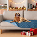gogobunny 100% Double-Sided Waterproof Dog Bed Cover Pet Blanket Sofa Couch Furniture Protector for Puppy Large Dog Cat, Reversible (30x70 Inch (Pack of 1), Dark Blue/Light Blue)