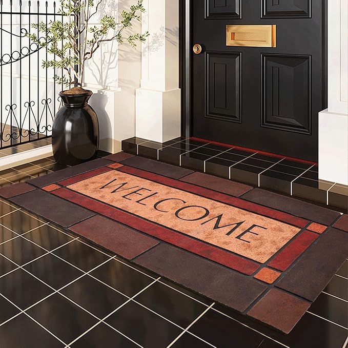 Large 47"x22" Heavy Duty Welcome Mat Outdoor with Non-Slip Rubber Backing - Durable Outdoor Door Mat for Front Door Entrance, Garage, Patio & High Traffic Areas（Welcome - Style3）
