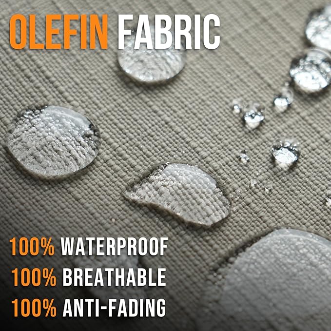 Outdoor Olefin Water-Resistant Deep Seat Cushion Set, 2PCS Weather and Fade Resistant 23''x 26''x 6'' Patio Furniture Seat Cushion, Thickened Sofa Chair Pad for Lawn, Garden, Beige