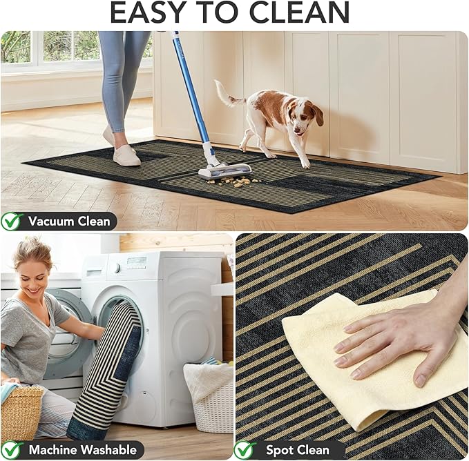 Office Chair Mat for Hardwood Floor&Tile Floor,36"X 48" Heavy Duty Desk Chair Mat for Hard Floors,Under Desk Rug for Rolling Computer Chair,Anti Slip,Low Pile Carpet Floor-Geo Black