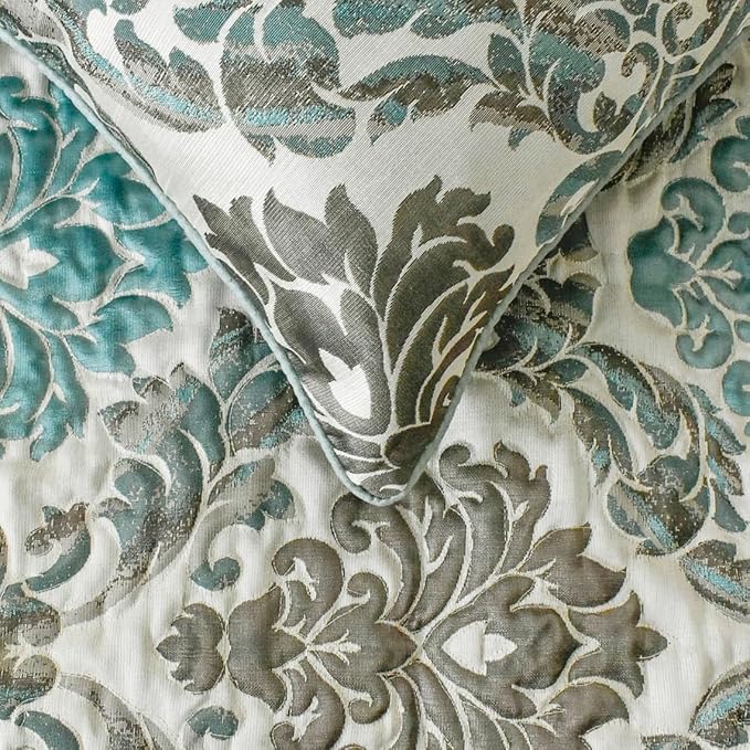 The HomeCentric King/Queen/Twin Blue Designer CA King 86"x18" Bed Runner Without Pillow Cover, Damask Bed Scarf on Jacquard Fabric - Royal Elegance