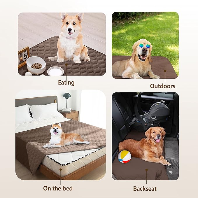 gogobunny 100% Double-Sided Waterproof Dog Bed Cover Pet Blanket Sofa Couch Furniture Protector for Puppy Large Dog Cat, Reversible (82x82 Inch (Pack of 1), Dark Chocolate/Light Chocolate)