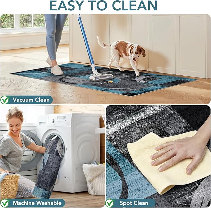 Office Chair Mat for Hardwood Floor&Tile Floor,36"X 48" Heavy Duty Desk Chair Mat for Hard Floors,Under Desk Rug for Rolling Computer Chair,Anti Slip,Low Pile Carpet Floor-Geo Blue Gray