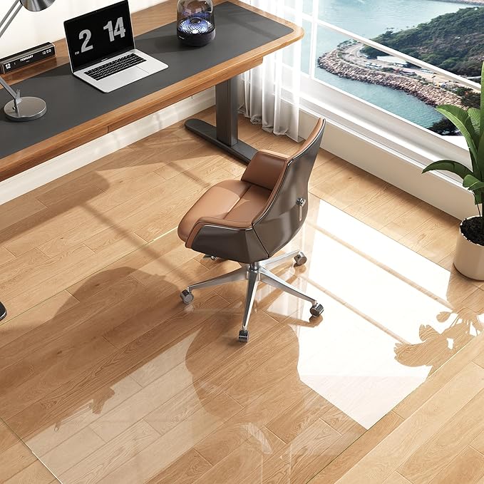 Antok Tempered Glass Chair Mat, 45"x60" Office Chair Mat for Carpet & Hardwood Floors, Heavy Duty 0.2" Desk Chair Mat for Smooth Rolling at Home or Office
