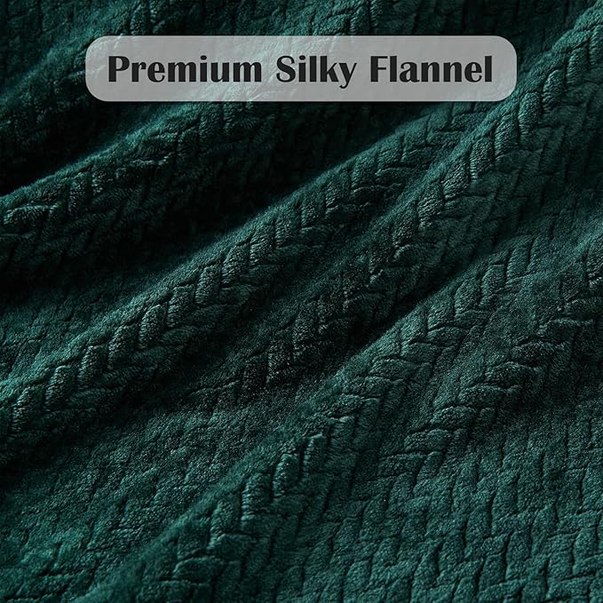 NEWCOSPLAY Super Soft Queen Blanket Forest Green Premium Silky Flannel Fleece Leaves Pattern Lightweight Bed Blanket All Season Use (Forest Green, Queen(90"x90"))