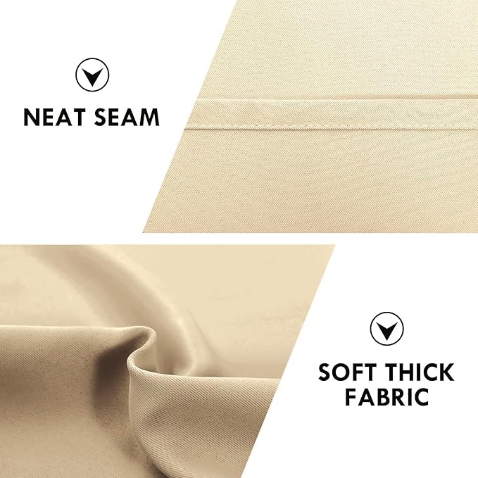 DWCN Blackout Curtains for Bedroom – Rod Pocket Thermal Insulated Noise Reducing Noise Reducing Drapes for Living Room, W 52 x L 95 Inch, 2 Panels, Beige