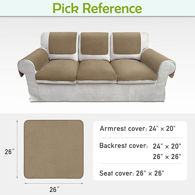 Couch Arm Covers, Sofa Arm Covers, Waterproof Armrest Covers for Sofa, Armchair, Loveseat, Non-Slip Recliner Arm Covers, Sofa Headrest Covers, Arm Chair Covers Set of 2 (Brown, 26"×26")