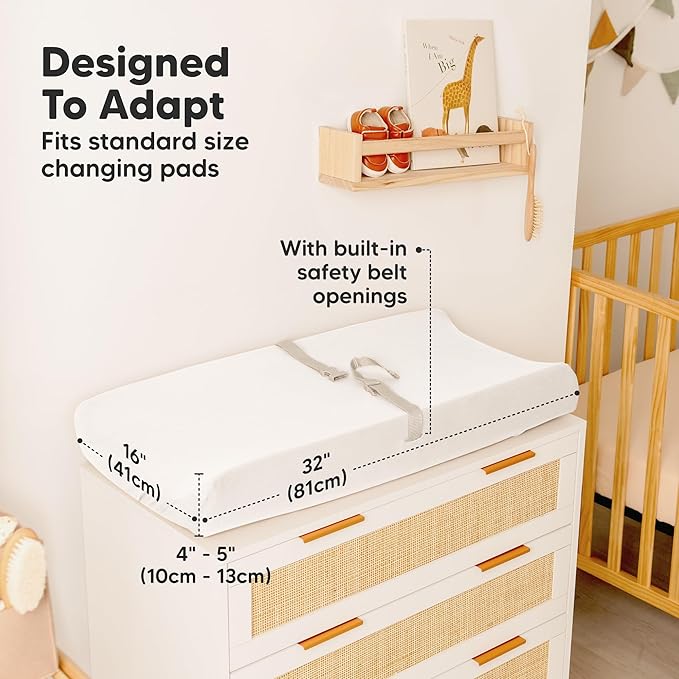 2-Pack Organic Changing Pad Covers for Girl, Boy, Neutral - 100% Cotton Changing Table Pad Cover,Soft Baby Nursery Diaper Changing Pad Sheets,Contour Changing Pads Liners,Change Pad Cover (Soft White)