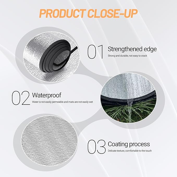 Himalaya Foam Foil Blanket Lightweight Camping Mat Outdoor Roll-up Portable Waterproof Sleeping Mat for Hiking Backpacking Double-Sided Aluminum Camping Accessories(78"x78")