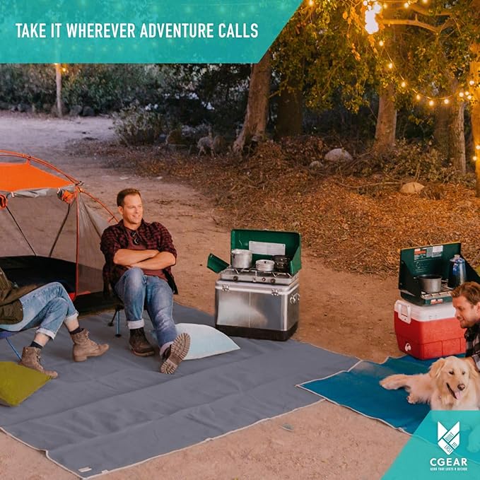 CGEAR Original Sand-Free Outdoor Rug Camping Mat - Water-Resistant & Anti-Fade Material - Military-Grade - Reversible Design - Area Rug for Beach, RV, & Picnics - Travel Bag