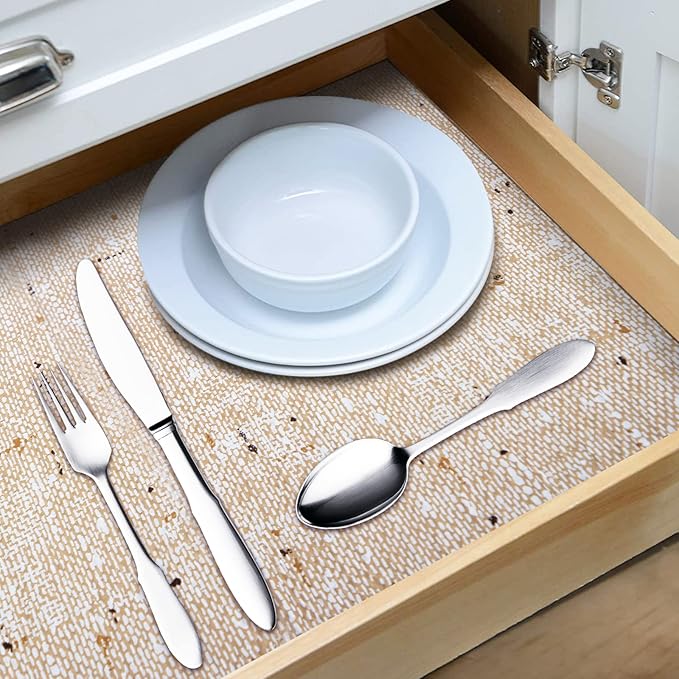 RAY STAR 12X120 Inch Shelf Liner for Kitchen Cabinets, Non-Adhesive Cabinet Liner Washable, PVC Drawer Liner for Dresser Non-Slip Bathroom (Yellow)(7 Roll)