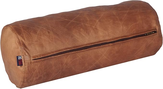 Neck Roll Pillow Cushion Cover, 20x7 Inch Full Moon Round Bolster Pillow Case, Cylinder Soft Lambskin Leather Pillowcase for Head, Spine & Neck Support During Sleep - Beige Artical Pack of 1