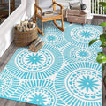 Ileading Reversible Plastic Outdoor Rug Modern Geometric Style Straw Mat, Waterproof Patios Carpet 6x9ft Non Shedding Portable Decor Area Rugs for Deck RV Picnic Beach Backyard (6' x 9'Teal)