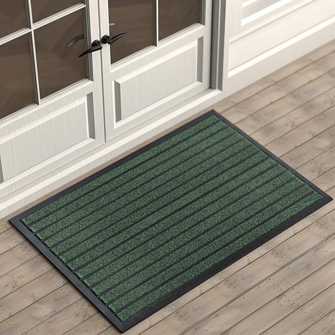 ubdyo Extra Durable Door Mat - Dirt Trapping Outdoor Welcome Mats - Non-Slip Outdoor Indoor Entrance - Low Profile Front Doormat (47" x 32", Bright Green)