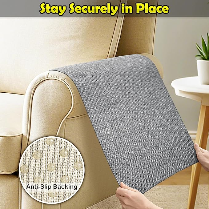 Couch Arm Covers, Waterproof Armrest Cover for Sofa, Armchair, Loveseat, Non-Slip Recliner Arm Cover, Sofa Arm Covers, Headrest Covers, Arm Chair Covers Set of 2 (Gray, 24"×20")