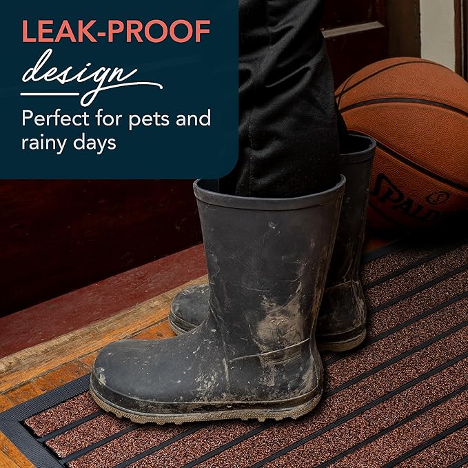 ubdyo Extra Durable Door Mat - Dirt Trapping Outdoor Welcome Mats - Non-Slip Outdoor Indoor Entrance - Low Profile Front Doormat (32" x 20", Bright Burgundy)