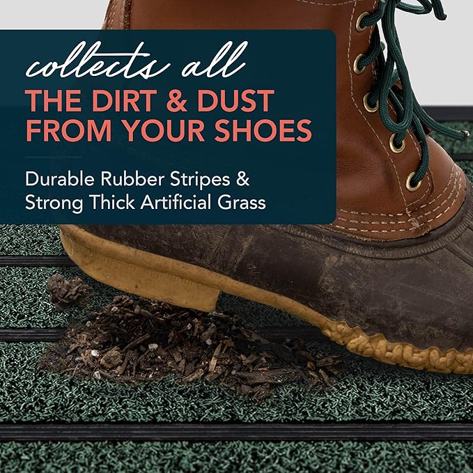 ubdyo Extra Durable Door Mat - Dirt Trapping Outdoor Welcome Mats - Non-Slip Outdoor Indoor Entrance - Low Profile Front Doormat (36" x 24", Bright Green)