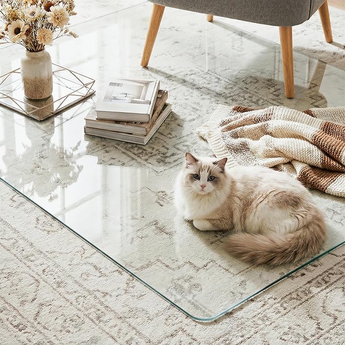 Office Chair Mat for Carpet & Hardwood, Upgraded 36" x 48" Dual Use Tempered Glass Chair Mat for Chair and Footrest Under Desk