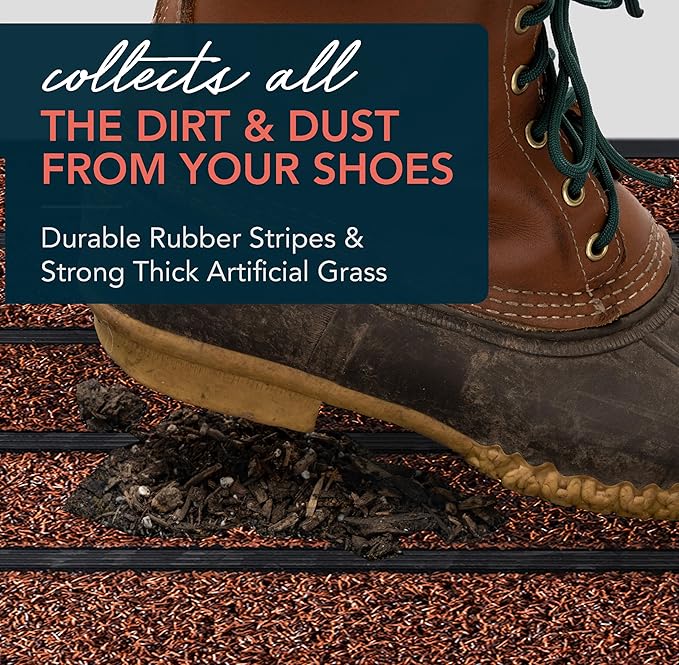 ubdyo Extra Durable Door Mat - Dirt Trapping Outdoor Welcome Mats - Non-Slip Outdoor Indoor Entrance - Low Profile Front Doormat (32" x 20", Bright Burgundy)