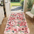 DUKINO 3x5 Area Rug, Floral Non-Slip Indoor Washable Rug with Low Pile & Non-Shedding, Lightwight Boho Design Carpet for Entryway, Bedroom, Kids Room, Living Room, Kitchen, Pink