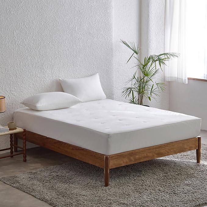 Simple&Opulence Cooling Quilted Mattress Pad – Fitted Sheet Mattress Protector Cover with Elastic Corners, Soft & Breathable, 16 Inch Deep Pocket (Cream Khaki,Twin)