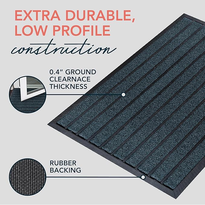 ubdyo Extra Durable Door Mat - Dirt Trapping Outdoor Welcome Mats - Non-Slip Outdoor Indoor Entrance - Low Profile Front Doormat (36" x 24", Bright Blue)