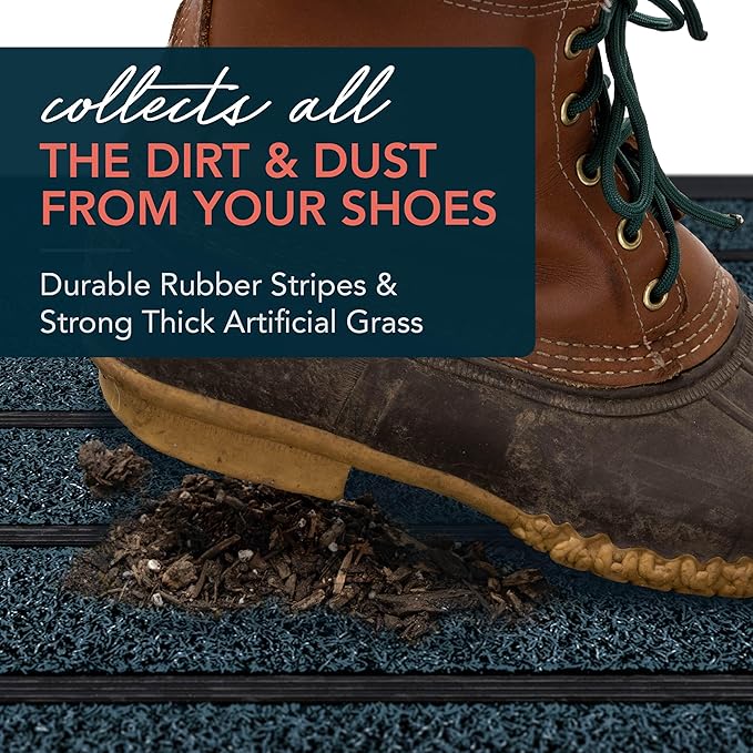 ubdyo Extra Durable Door Mat - Dirt Trapping Outdoor Welcome Mats - Non-Slip Outdoor Indoor Entrance - Low Profile Front Doormat (36" x 24", Bright Blue)