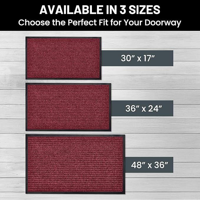 Sierra Concepts 2-Pack Front Door Mat Red - Indoor Outdoor Floor Doormat Rug Entryway Welcome Mats - Entrance Shoe Scraper, Entry Inside Outside, 30" x 17"